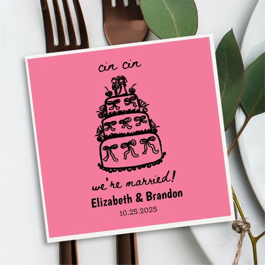 Moderne Wir sind Verheiratet Personalisierte Hochz Serviette