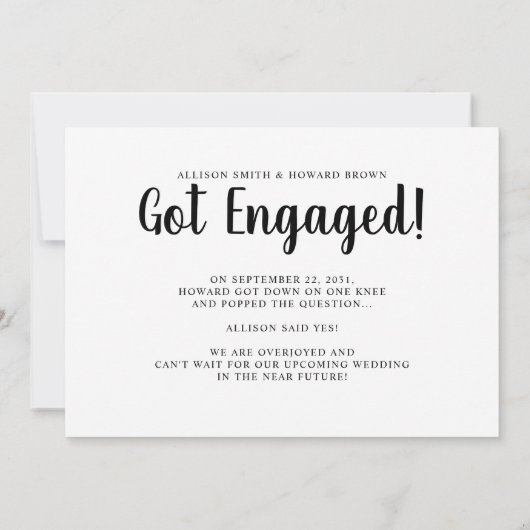 Moderne Wir sind Verlobte Foto Script-Verlobung Ankündigung (Rückseite)