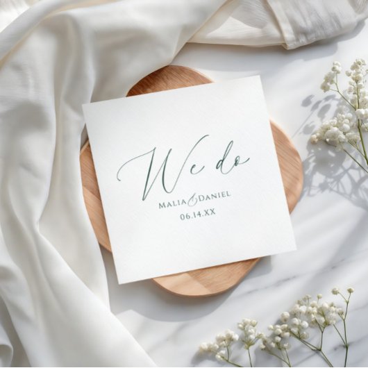 Moderne Wir-Tun-Paarnamen-Skript-Hochzeit Serviette
