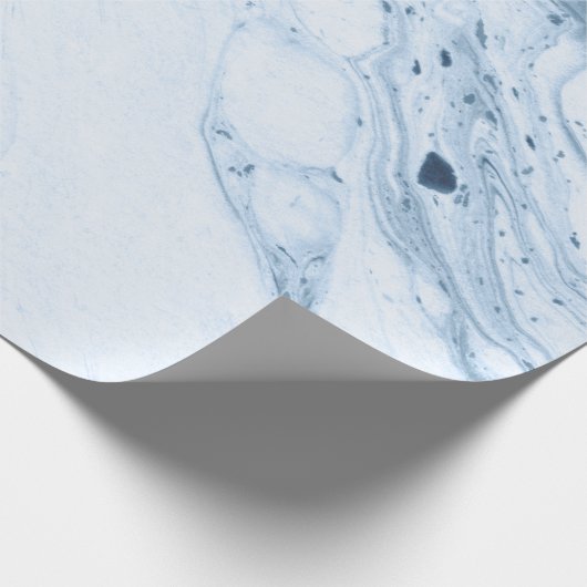Moderne Wirbel aus weißem und blaugrauem Marmor Geschenkpapier (Ecke)