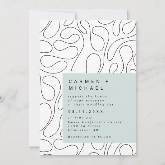 Moderne Wirbel Hintergrund Box Green Contemporary Einladung (Vorderseite)