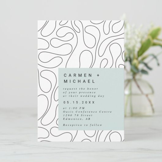 Moderne Wirbel Hintergrund Box Green Contemporary Einladung (Stehend Vorderseite)