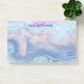 Moderne Wirbel in Rosa und Blau Glitzer Post-it Klebezettel (Büro)