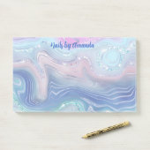 Moderne Wirbel in Rosa und Blau Glitzer Post-it Klebezettel (Auf Schreibtisch)