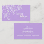 Moderne Wirbel und Vögel lila Visitenkarte (Vorne/Hinten)