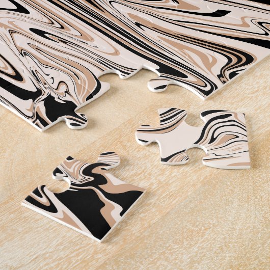 Moderne Wirbel Watercolor Brown Black Pattern Puzzle (Seite)