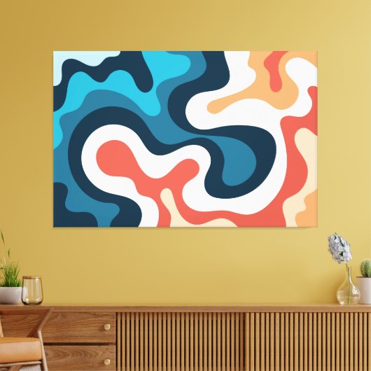 Moderne, wirbelnde, farbenfrohe Waves Abstrakte Na Leinwanddruck (Insitu (Wohnzimmer))