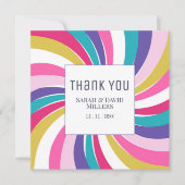 Moderne, wirbelnde Hochzeit Dankeskarte (Vorderseite)