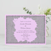 Moderne, Wirble, hellrosa und graue Hochzeiten lad Einladung (Stehend Vorderseite)