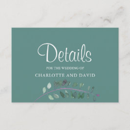 Moderne Wisteria Watecolor Hochzeitsdetails Begleitkarte