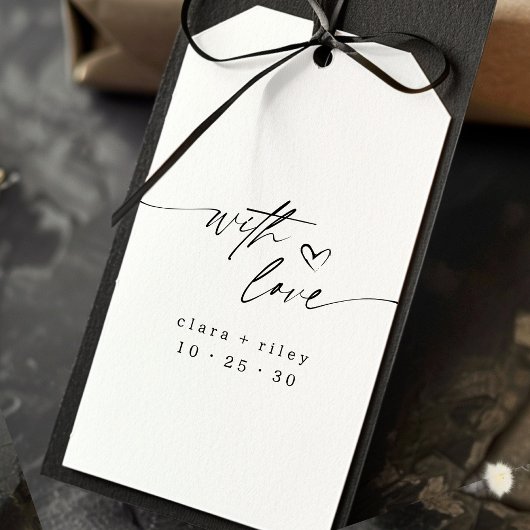 Moderne WIth Liebe Elegantes Script Heart Wedding Geschenkanhänger