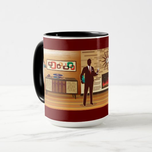 Moderne Wohnzimmerszene im Mittelalter Tasse (Vorderseite Links)