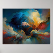 Moderne Wolken Abstrakte Kunst Red Blue Bold Farbe Poster (Vorne)