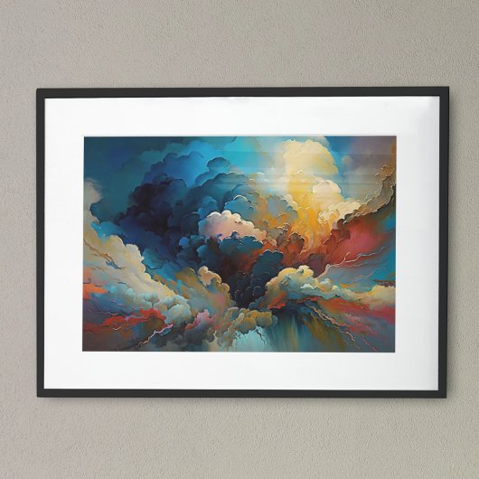 Moderne Wolken Abstrakte Kunst Red Blue Bold Farbe Poster