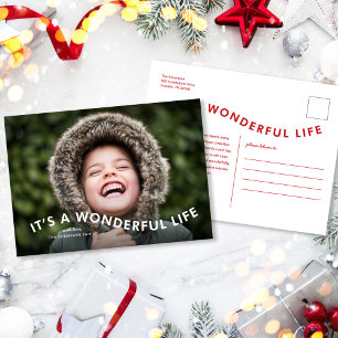 Moderne Wonderful Life Foto Holiday Postcard Feiertagspostkarte