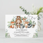 Moderne Woodland Animals Forest Boy Baby Dusche Einladung (Stehend Vorderseite)