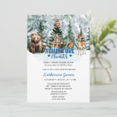 Moderne Woodland Animals Forest Boy Baby Dusche Einladung (Stehend Vorderseite)