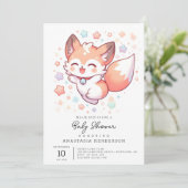 Moderne Woodland Fox Babydusche Einladung (Stehend Vorderseite)