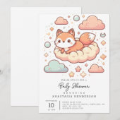 Moderne Woods Fox Babydusche Einladung (Vorne/Hinten)