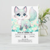 Moderne Woods Fox Digital Geburtstag Einladung (Stehend Vorderseite)