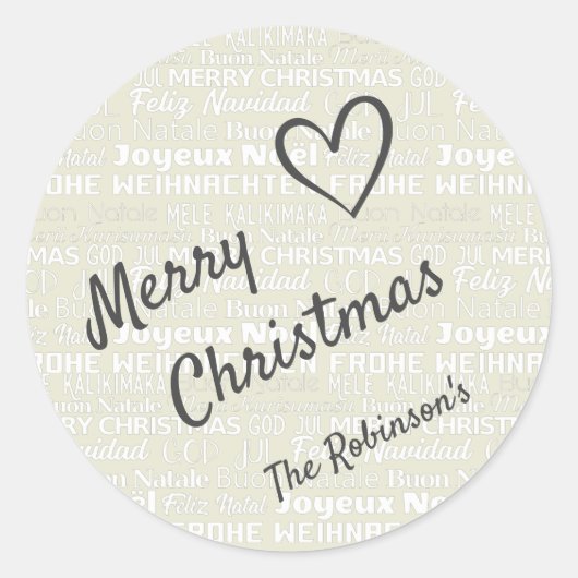 Moderne Word Art Cloud Custom Text Frohe Weihnacht Runder Aufkleber (Vorderseite)