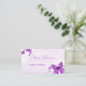 Moderne wunderschöne, Lila mit Schmetterling Visitenkarte (Stehend Vorderseite)