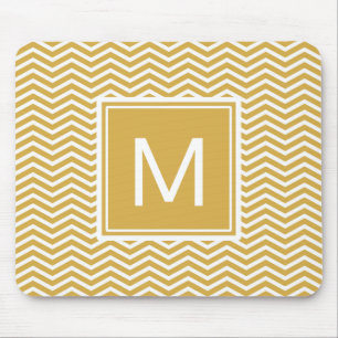 Moderne würzige Senf-Gelb-Sparren und Monogramm Mousepad