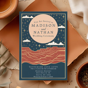 Moderne Wüste Moon Canyon Wedding Einladung