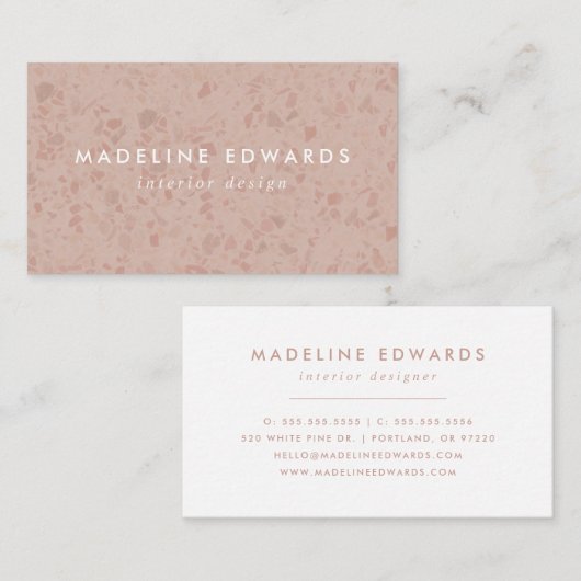 Moderne Wüstenblush Terrazzo Business Card Visitenkarte (Vorne/Hinten)