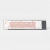 Moderne Wüstenblüte & Weiße Terrazzo Personalisier Schreibtischnamensplakette (Vorderseite )