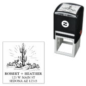 Moderne Wüstenhochzeit Personalisierte Rücksendead Permastempel (Beispiel)