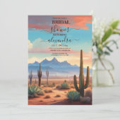 Moderne Wüstenkaktus Landschaftshochzeit Einladung (Stehend Vorderseite)