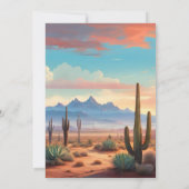 Moderne Wüstenkaktus Landschaftshochzeit Einladung (Rückseite)