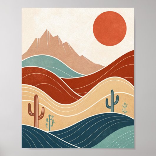 Moderne Wüstenlandschaft des Mittelalters Poster (Vorne)