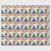 Moderne Wüstenlandschaft Saguaro Wilder Westen Geschenkpapier (Flach)