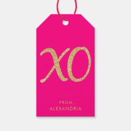 Moderne XO Pink Imitate Gold Valentine's Geschenkt Geschenkanhänger
