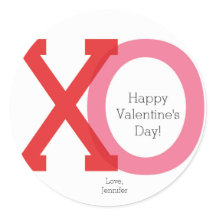 Moderne XO rosa rote Valentine's Custom Stickers