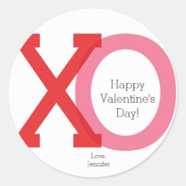 Moderne XO rosa rote Valentine's Custom Stickers