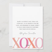 Moderne XOXO Foto Valentine Feiertagskarte (Rückseite)