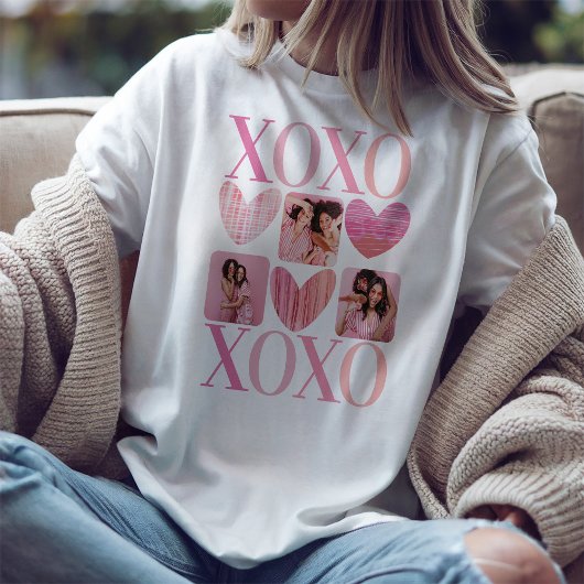 Moderne XOXO Rosa Herzen und FotoCollage Tri-Blend Shirt