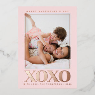 Moderne XOXO Valentinsfoto Folien Feiertagskarte
