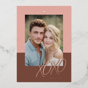 Moderne XOXO Valentinstag-Foto Folien Feiertagskarte
