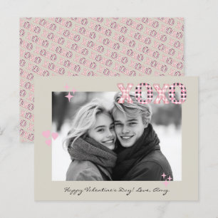 Moderne XOXO Valentinstag-Foto & Text individuell Postkarte