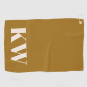 Moderne Yellow Monogram Initials Personalisiert Golfhandtuch (Horizontal)