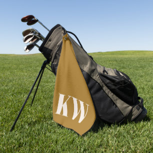 Moderne Yellow Monogram Initials Personalisiert Golfhandtuch