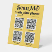 Moderne Yellow QR Code Business Networking Trendy Sockelschild (Vorderseite)