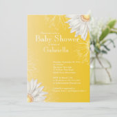 Moderne Yellow & White Gerbera Daisy Baby Dusche Einladung (Stehend Vorderseite)