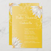 Moderne Yellow & White Gerbera Daisy Baby Dusche Einladung (Vorne/Hinten)