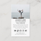 Moderne Yoga Instructor Studio Social Media Icons Visitenkarte (Vorderseite)