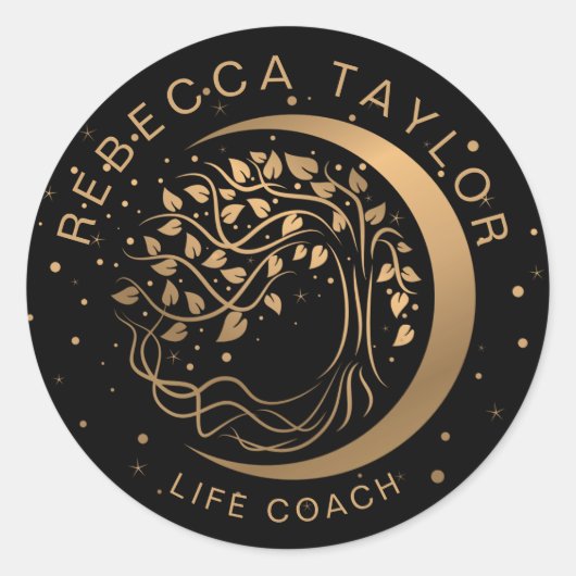 Moderne Yoga-Yoga-Lebenswagen Runder Aufkleber (Vorderseite)